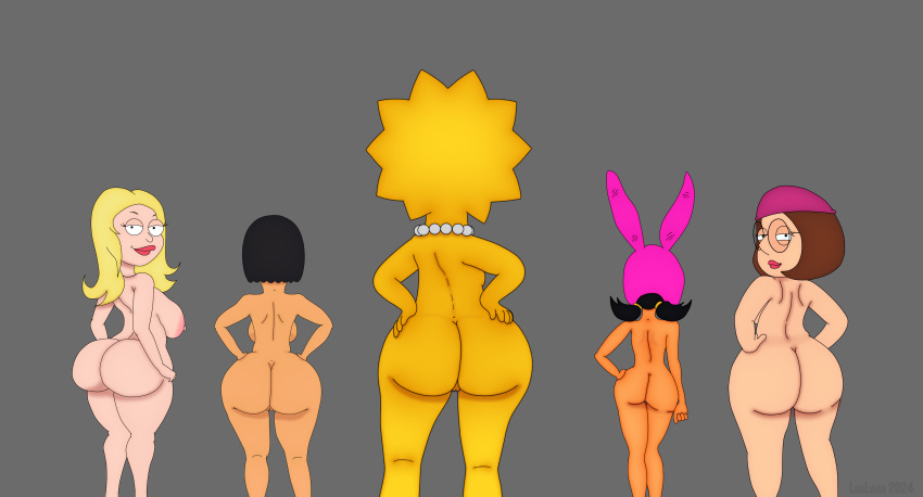 5 chicas padre_americano culo pechos_grandes hamburguesas_de_bob editar chico_de_familia francine_smith culo_enorme lisa_simpson lisalover mirando_al_espectador louise_belcher meg_griffin presentando_cuartos_traseros los_simpsons tina_belcher caderas_anchas