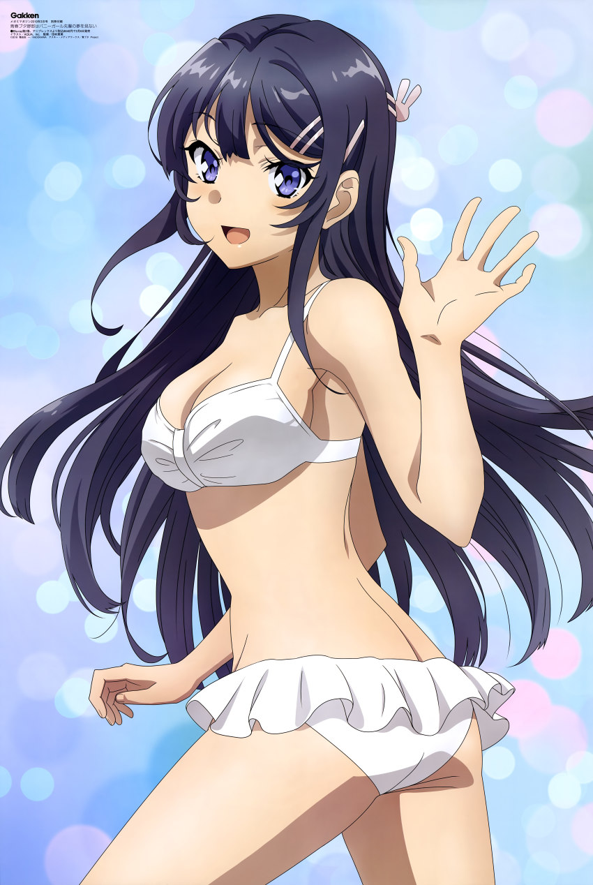 1 chica 1 chica :d absurd_res seductora aqua_inc. culo piernas_desnudas hombros_desnudos bikini cabello_negro fondo_azul ojos_azules pechos escote clavícula uñas cabello_flotante bikini_con volantes volantes cabello_entre_ojos adorno_del_cabello_alta_resolución cabello_largo mirando_al_visor escaneo_de_la revista pechos_medios megami_magazine arte_oficial boca_abierta fondo_estampado adorno_de_pelo_de_conejo sakurajima_mai escaneo seishun_buta_yarou skindent ación sonrisa traje de baño lengua torcida_torso saludando white_bikini white_frills