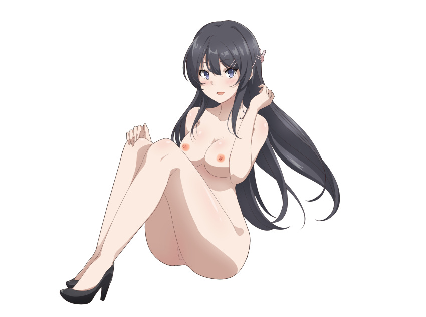 1girl seductor pelo_negro pechos mai_sakurajima pechos medianos abdomen pezones nude_edit coño sakurajima_mai seishun_buta_yarou_wa_bunny_girl_senpai_no_yume_wo_minai muslos_gruesos coño_apretado