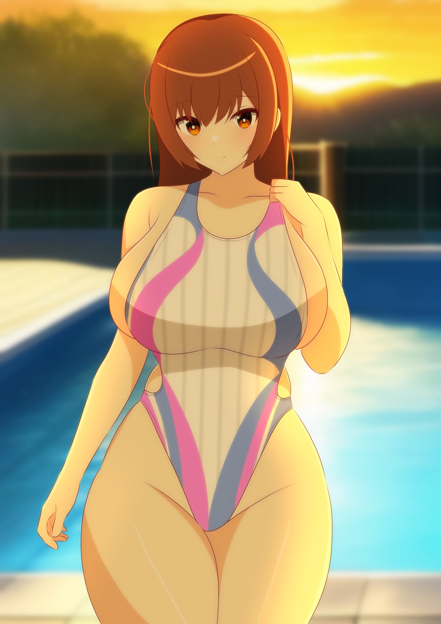 1girl seductor pechos grandes bikini cabello castaño traje de baño de competencia amanecer dead_or_alive dead_or_alive_2 dead_or_alive_3 dead_or_alive_4 dead_or_alive_5 dead_or_alive_6 dead_or_alive_xtreme dead_or_alive_xtreme_2 dead_or_alive_xtreme_3 dead_or_alive_xtreme_3_fortune dead_or_alive_xtreme_beach _voleibol dead_or_alive_xtreme_venus_vacation gians_noby alta_resolución kasumi kasumi_(doa) kunoichi pelo_largo bikini_de una sola pieza traje de baño de una sola pieza sideboob silf luz del sol natación_piscina traje de baño tecmo agua caderas_anchas