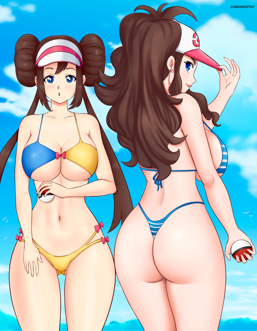 2_chicas seductoras piernas_desnudas pechos_grandes bikini cabello_negro ojos_azules cielo_azul cabello_marrón escote deviantart fanbox_reward gummslime gumroad hilda hilda_(pokemon) mei_(pokemon) nintendo patreon pokemon pokemon_(anime) pokemon_bw pokemon_bw2 rosa rosa_(pokemon) touko touko_(pokemon)