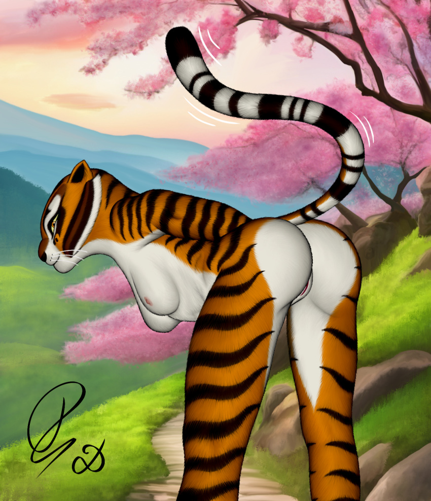 1girl anthro culo atlético inclinado culo grande pechos culo_de_burbuja dat_ass detallado dragonczech dreamworks felino felino hembra peludo genitales alta resolución kung_fu_panda mirando_al_visor mamífero master_tigress naturaleza desnudo coño pechos pequeños solo cola tigre universal_studios