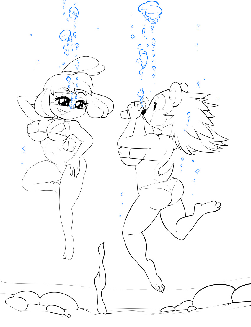 2girls absurd_res animal_crossing anthro culo descalzo big_ass big_breasts bikini pechos byondrage cámara cánido canino canis ropa domestic_dog eulipotyphlan pies hembra hembra/hembra solo hembra apnea erizo alta resolución alta_res isabelle_(animal_crossing) mabel_able mamífero modelado monocromo ombligo nintendo bragas pose shih_tzu side_boob natación trajes de baño muslos_gruesos perro_juguete bajo el agua ropa interior agua cadera ancha s