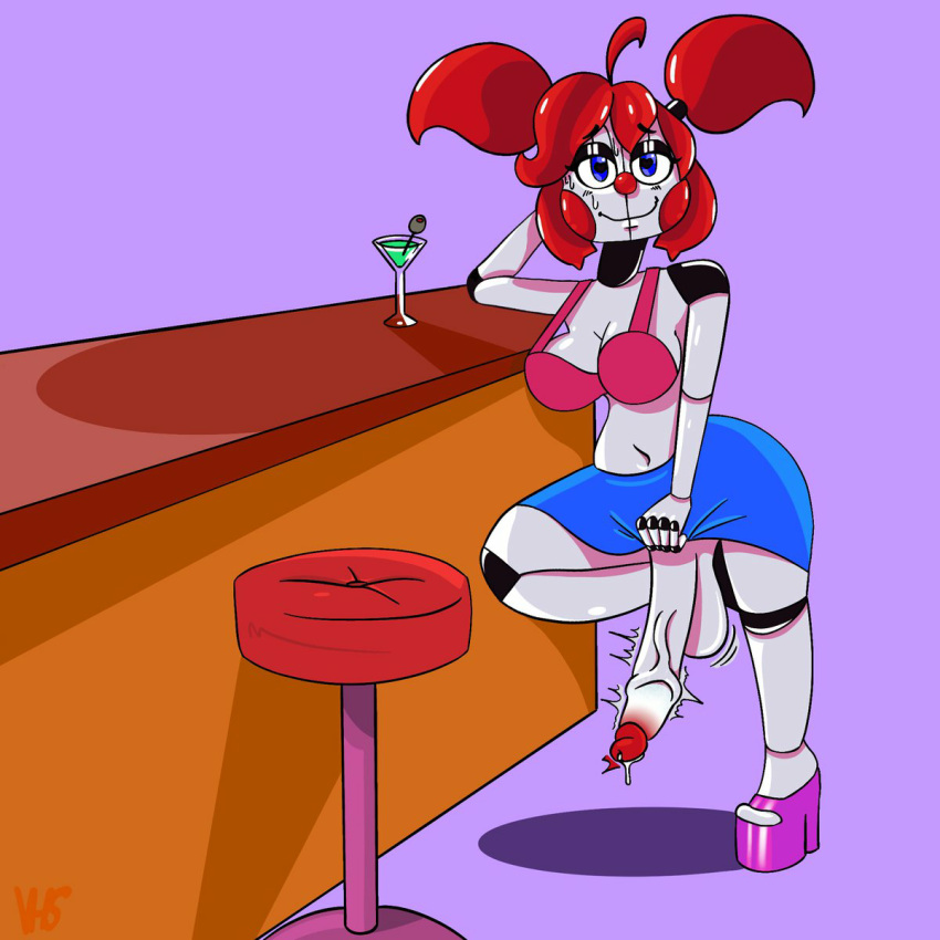 1girl universo_alterno animatronic baby_(fnafsl) bolas bar pechos_grandes ojos_azules pechos circus_baby circus_baby_(fnaf) cinco_noches_en_freddy's cinco_noches_en_freddy's:_hermana_ubicación futa_only futanari ojos_de_corazón pene_grande mirando_al_espectador pene precum prostituta prostituta_futanari pelo_rojo ubicación_hermana sonrisa verano_de_87_ba por muslos_gruesos colas gemelas piel_blanca