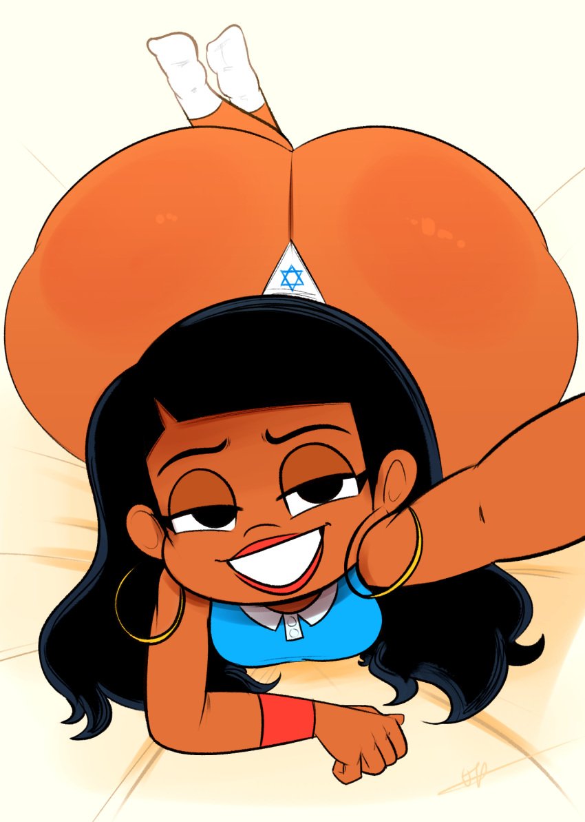 1girl 1girls culo big_ass big_ass black_eyes black_eyesbrows black_hair camera_view casey_calderon dark-skinned_female dark_skin disney_channel cejas pestañas ojos sonrisa enorme_ass enorme_ass humano cabello largo acostado acostado_estómago marvel moon_girl_and_devil_dinosaur on_front ota_(artista) bragas selfpic calcetines estrella_de_david dientes dientes_ mostrando labios_gruesos bragas_blancas calcetines_blancos