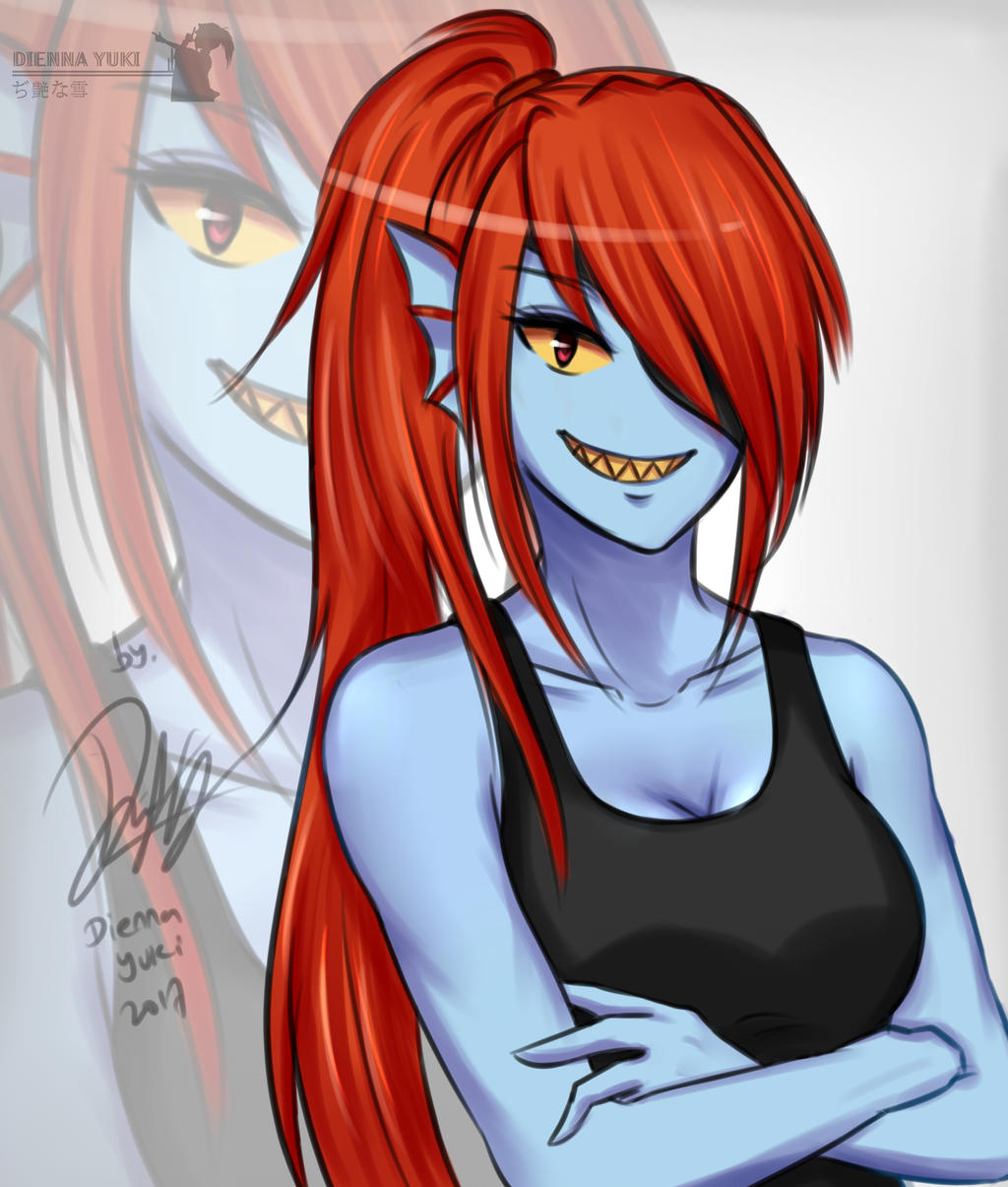 1girl 2d 2d_(obra de arte) anthro anthro_only nombre_del_artista firma_del_cuerpo_azul senos_piel_azul pechos brazos_cruzados deviantart dhampirenevercry dienna_yuki medios_digitales_(obra de arte) aletas_orejas parche_en el ojo parche en el ojo mujer_anthro solo_mujer pez pez_niña cabello cabello_sobre_un_ojo cabello_largo monstruo marino chica_monstruo pechos_no-mamíferos cabello_rojo dientes_afilados firma s lit_pupils solo_anthro solo_female undertale undertale_(serie) undyne cuerpo_superior personaje_del_juego_videojuegos_video_esclerótica_amarilla dientes_amarillos