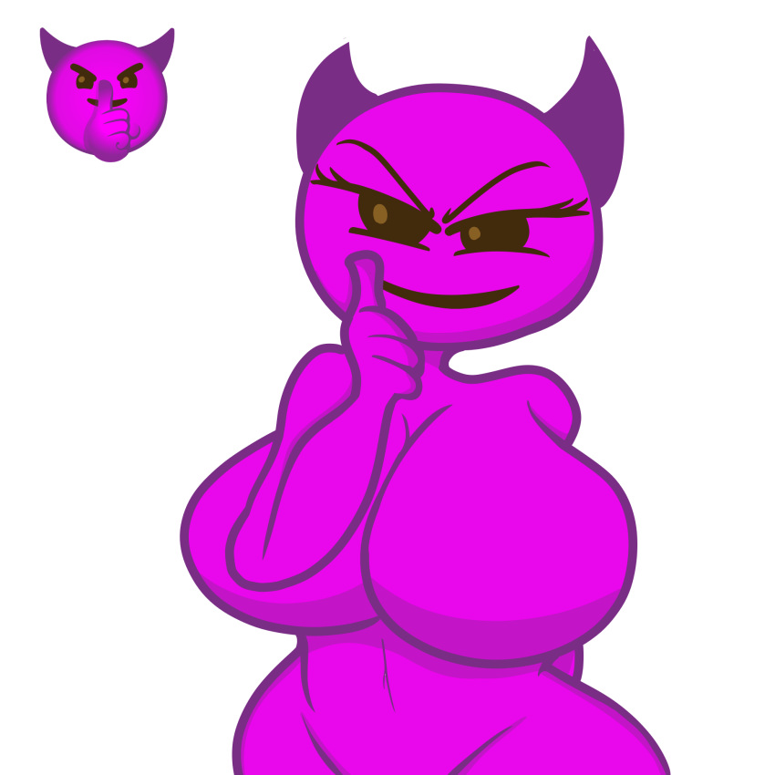 pechos_grandes pechos chica_demonio emoji solo_mujer cuerpo_morado grueso muslos_gruesos fondo_blanco