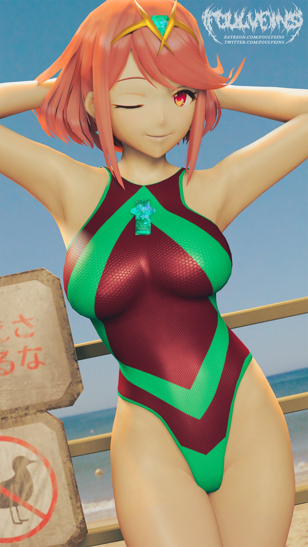 1girl 1girl 1girl 3d seductor piernas_desnudas pechos_grandes bikini solo_femenina venas sucias heroína mirando_al_visor milf nintendo bikini_de_una sola pieza un_ojo_cerrado pyra tagme xenoblade_(serie) xenoblade_chronicles_2