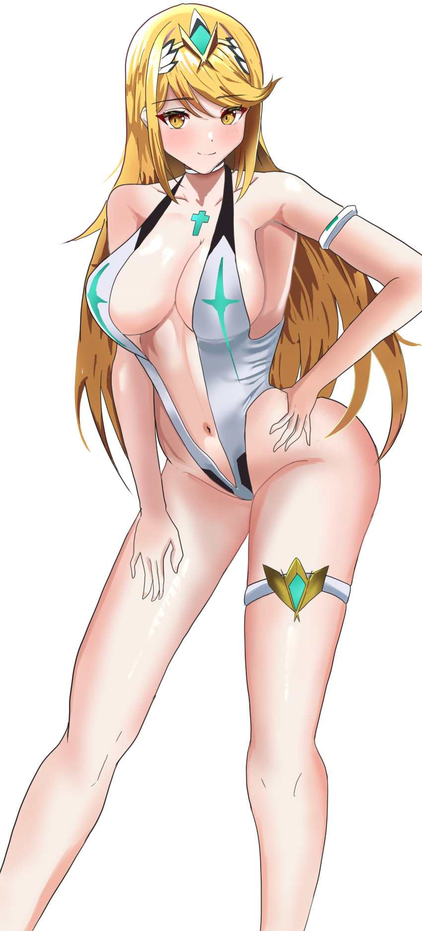 1girl 1girl 1girl seductor piernas_desnudas pechos_grandes bikini pechos solo_mujer libertad_89006 mytra nintendo sling_bikini traje de baño xenoblade_(serie) xenoblade_chronicles_2