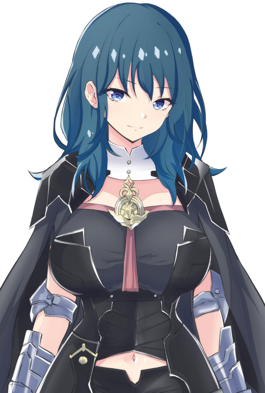 1girl absurd_res brazalete seductor pechos grandes ojos_azules corpiño pechos bustier byleth_(emblema_de_fuego) byleth_(emblema_de_fuego)_(femenino) capa corte_ropa_emblema_de_fuego emblema_de_fuego:_tres_casas latte_de_alta_resolución pelo_verde_claro recorte_del_ombligo nintendo cinta_trenza borla pelo_verde azulado cuello alto brazales