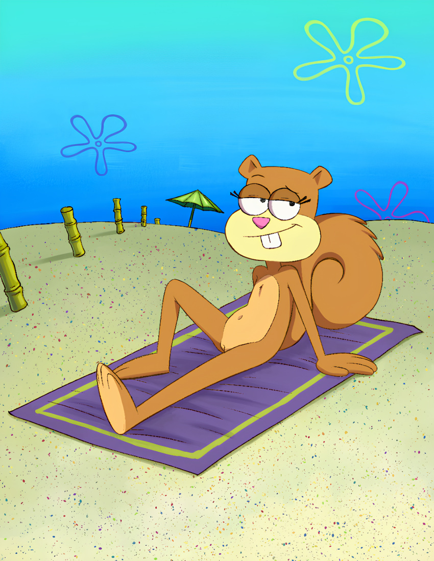 absurdres playa toalla_de_playa hendidura_de_venus completamente_nude mujer_enfoque peludo furry_female alta_resolución ombligo nickelodeon coño desnudo mejillas_arenosas pechos_pequeños bob_esponja_pantalones cuadrados vsdrawfag mujer_más joven