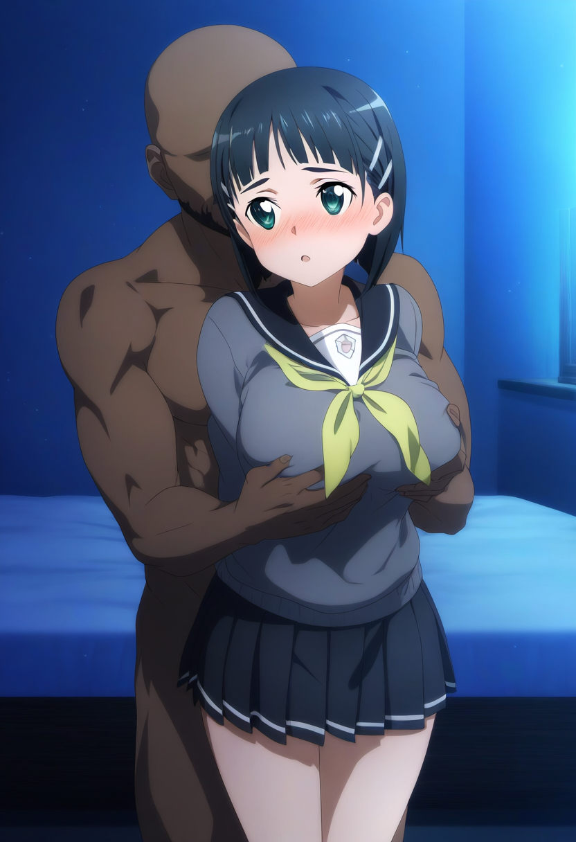 1girl ai_generated big_breasts pelo_negro bob_cut pechos enfoque_femenino nigromante_de_alta_resolución_(artista) patreon patreon_paid patreon_reward pelo_corto solo_female difusión_estable suguha_kirigaya espada_art_online tagme adolescente