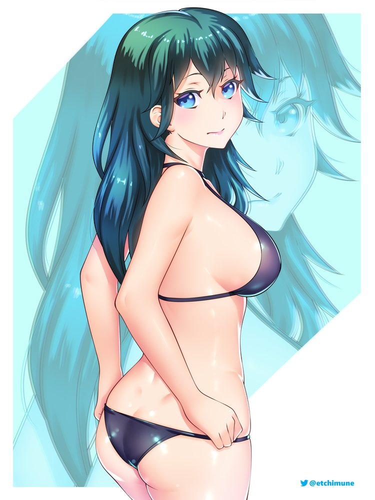 1chica 1chica 1chica seductor traje_alterno culo escote_culo espalda culo_grande bikini bikini_negro traje de baño_negro ojos_azules rubor trasero_crack byleth_(emblema_de_fuego) byleth_(emblema_de_fuego)_(mujer) boca_cerrada etchimune solo mujer_emblema_de_fuego emblema_de_fuego:_tres_casas_emblema_de_fuego_guerreros:_tres_esperanzas cabello_largo mirando_al_espectador mirando _espalda pechos_medio nintendo sideboob fondo_simple sonrisa traje de baño pelo_verde azulado