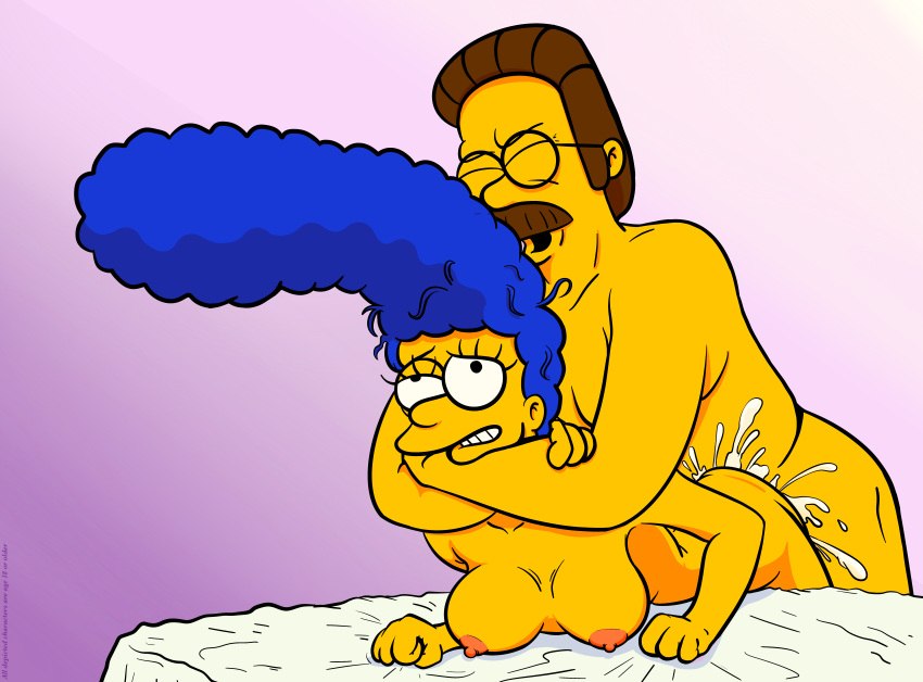 culo inclinado sobre los pechos esposa infiel semen pezones erectos gafas marge_simpson ned_flanders orgasmo cara los_simpson muslos vaginal