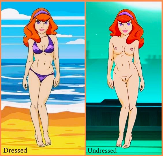 ai_generated bikini pechos daphne_blake vestida pezones erectos desnuda scooby-doo coño afeitado muslos desvestidos