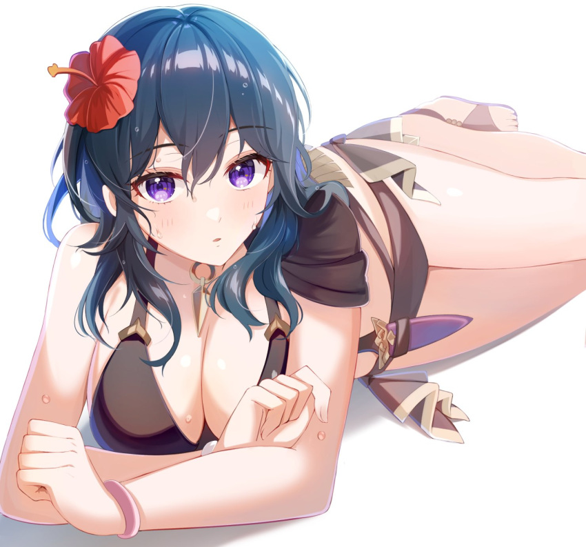 1girl seductor traje_alterno brazos_desnudos hombros_desnudos pechos_grandes bikini bikini_negro traje de baño_negro ojos_azules byleth_(emblema_de_fuego) byleth_(emblema_de_fuego)_(mujer) byleth_(verano)_(emblema_de_fuego)_(mujer) escote comentario solo_mujer emblema_de_fuego emblema_de_fuego:_tres_casas_emblema_de_fuego héroes flor alta_resolución cabello_largo mirando _at_viewer nintendo oficial_disfraz_alternativo labios_partidos ojos_morados flor_roja satoimo_chika fondo_simple traje de baño pelo_verde azulado muslos fondo_blanco