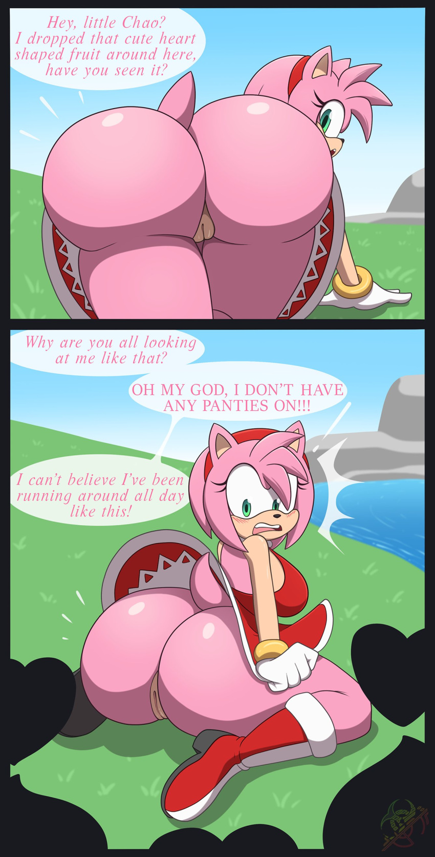 1girl 3others exposición_accidental all_fours amy_rose anthro culo botas sin fondo bubble_butt chao_(sonic) dat_ass vestido avergonzado inglés_exposición de texto hembra enfoque_femenino forgot_panties full_body peludo erizo enorme_culo arrodillarse sin_bragas sin_ropa interior coño roga14 sega silueta silueta_cuerpo falda sonic_adventure sonic_the_hedgehog_(serie) texto upskirt guardarropa_mal función