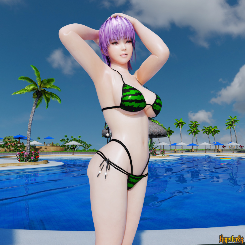 1girl seductor ayane ayane_(doa) piernas_desnudas pechos grandes bikini escote dead_or_alive dead_or_alive_2 dead_or_alive_3 dead_or_alive_4 dead_or_alive_5 dead_or_alive_6 dead_or_alive_xtreme dead_or_alive_xtreme_2 dead_or_alive_xtreme_3 dead_or_alive_xtreme_3_fortune dead_or _alive_xtreme_beach_volleyball dead_or_alive_xtreme_venus_vacation hypster83 kunoichi pelo_lavender ojos_rojos pelo_corto silf piscina_natacion tecmo sandía_bikini