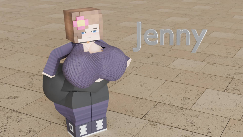 1 chica espalda_arqueada culo_grande pechos_grandes figura_reloj de arena jenny_belle minecraft piernas_rayadas muslos_gruesos caderas_anchas