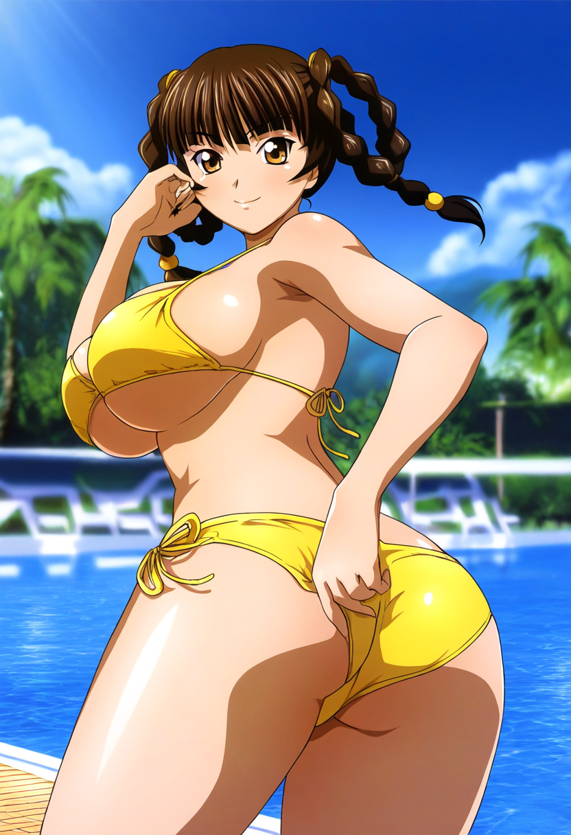 1girl estilo_arte_preciso culo seductor piernas_desnudas pechos_grandes bikini ojos_marrones cabello_marrón escote muerto_o_vivo muerto_o_vivo_2 muerto_o_vivo_3 muerto_o_vivo_4 muerto_o_vivo_5 muerto_o_vivo_6 muerto_o_vivo_xtreme muerto_o_vivo_xtreme_2 muerto_o_vivo_xtreme_3 muerto_o_vivo_xtreme_3_fort une dead_or_alive_xtreme_beach_volleyball dead_or_alive_xtreme_venus_vacation doasuki lei_fang posando piscina_de_natación tecmo under_boob