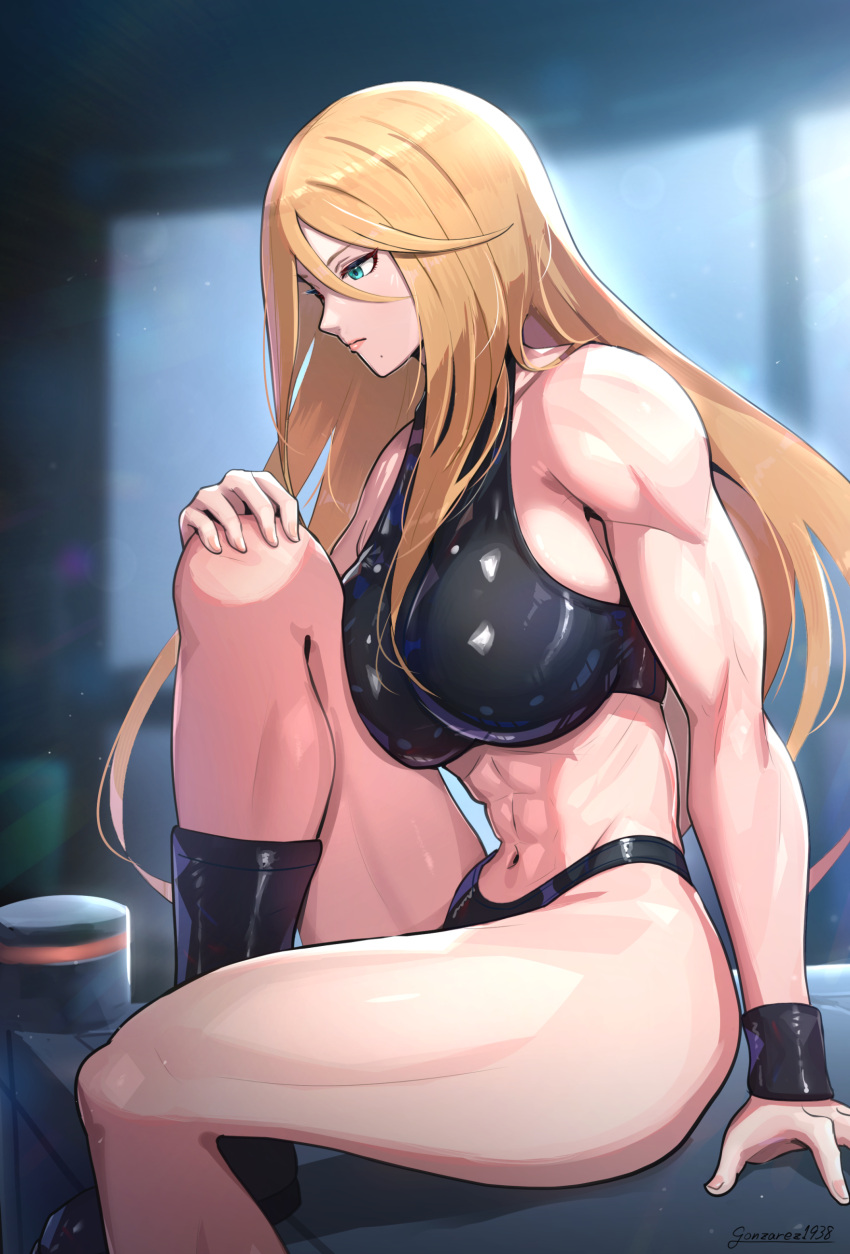 1girl 1girl abdominales seductor mujer_atlética pechos_grandes cabello_rubio ojos_azules abdominales_femeninos mujer en forma gonzarez alta_resolución mujer de piel clara piel_clara pelo_largo metroid abdomen nintendo samus_aran muslos_gruesos