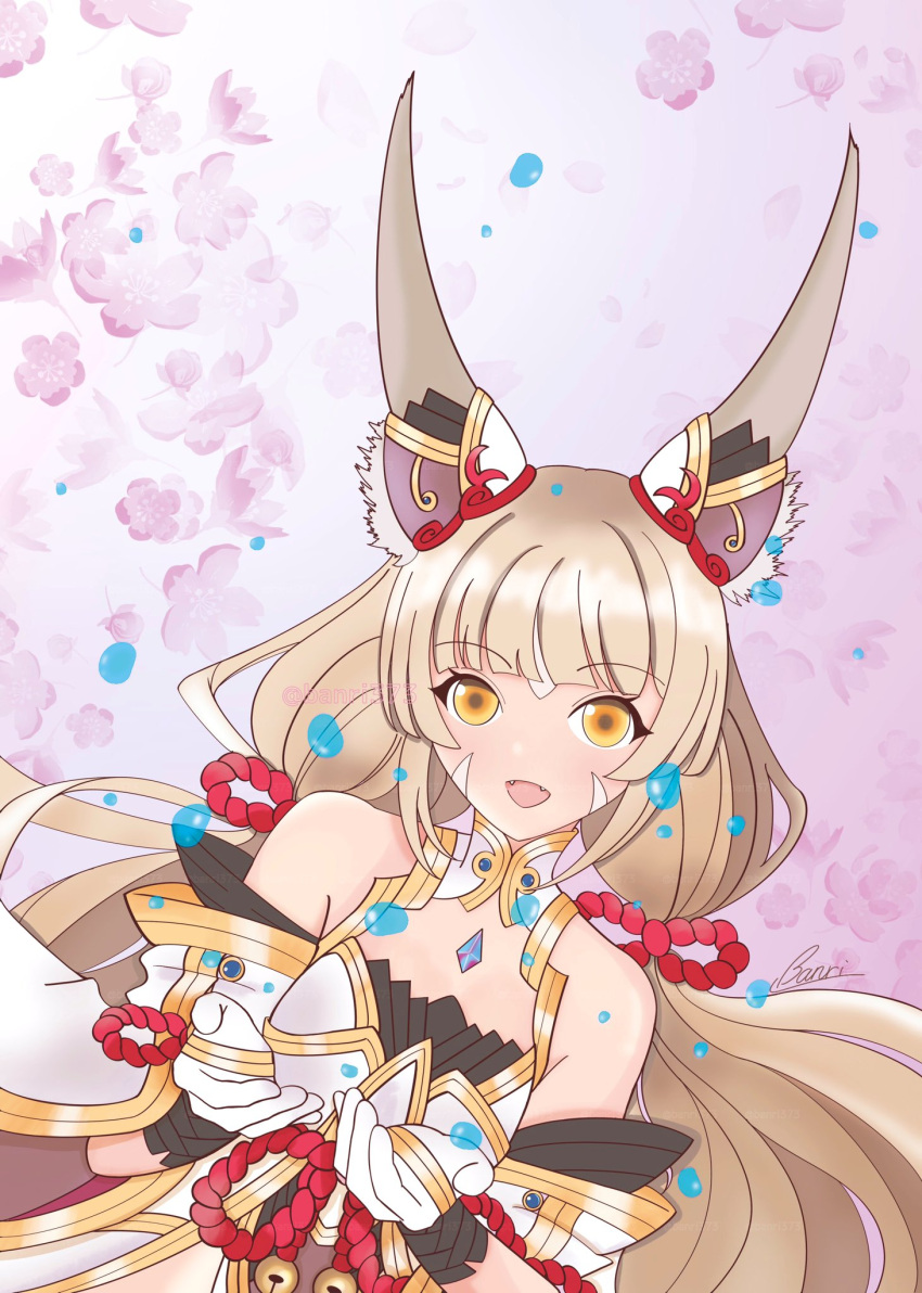 1Girl: D ALIGRING Animal_ear_fluff Animal_ears Banri37 Blonde_Hair Cat_ears Cat_girl Commentary_Request Fangs Gloves de Flower _ (serie) xenoblade_chronicles_2 Yellow_eyes