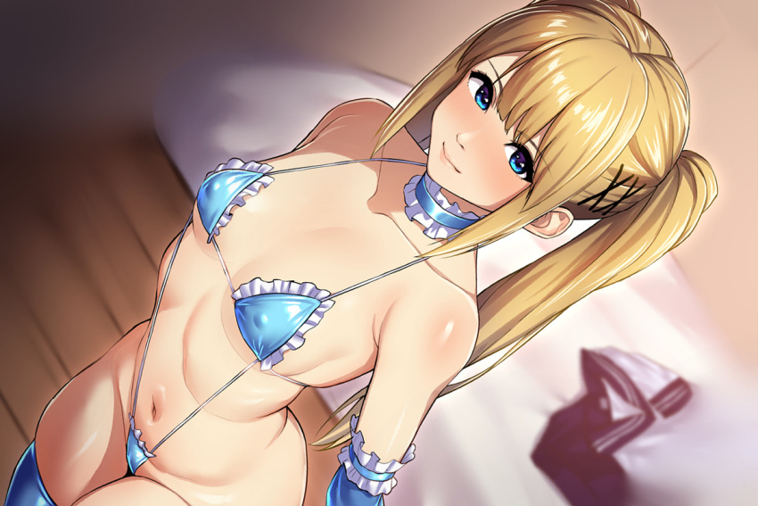 1girl 1girl seductor cama bikini cabello_rubio bikini_azul ojos_azules guantes_azules muslos_azules borroso gargantilla boca_cerrada comentario pezones_erectos cubiertos dead_or_alive dead_or_alive_6 dead_or_alive_xtreme dead_or_alive_xtreme_2 dead_or_alive_xtreme_3 dead_or_alive_xtreme_3_fortune dead_or_alive_xtreme_beach_volley pelota dead_or_alive_xtreme_venus_vacation profundidad_del_campo ángulo_holandés guantes_codo gargantilla_con volantes volantes guantes hadacra adorno_para el cabello cinta_para_el_cabello adentro cabello_largo mirando_al_espectador marie_rose cinta para el ombligo piel_brillante cerraduras laterales pechos_pequeños sonrisa de pie medias traje de baño comentario_solo_símbolo tecmo colas gemelas ropa_sin_usar x_adorno_pelo