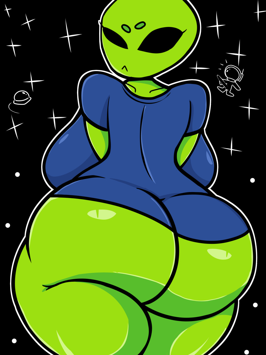 1chica alienígena alien_girl culo culo_grande pechos_grandes muslos_grandes fondo_negro camisa_azul pechos culo_gordo solo_mujer piel_verde mostrando_culo muslos ovni