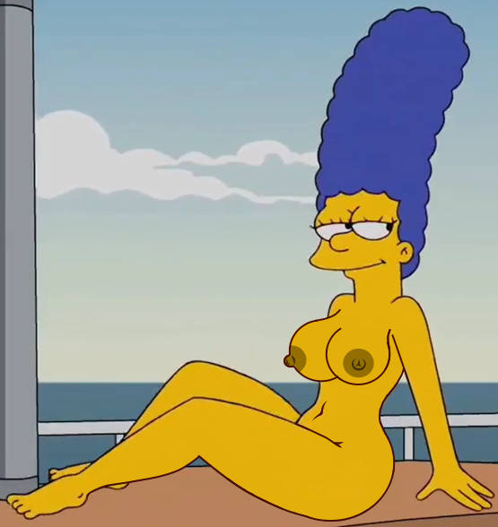 1 niña ojos_negros cabello_azul senos boca_cerrada pies solo mujer zorro marge_simpson milf ombligo los_simpsons piel_amarilla