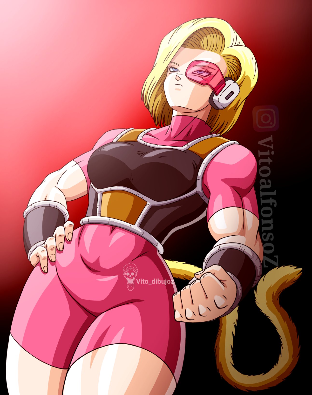 1girl android_18 pechos grandes pelo_rubio pechos dragon_ball dragon_ball_super dragonball_z mujer_pervertida mujer_madura pelo_medio musculoso mujer_musculosa pervertida presentando pelo_corto sexualmente_sugestivo pantalones cortos solo_focus vito_dibujoz vitoalfonsoz