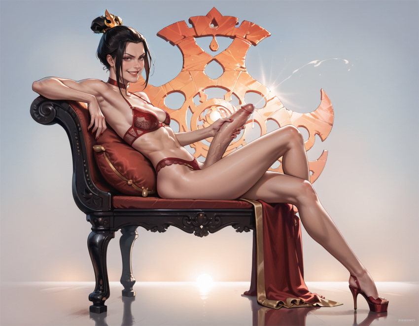 1futa ai_generated avatar:_the_last_airbender azula pene_grande semen corrida futa_only futanari agarrando_propio_pene enorme_polla pene_enorme lencería solo_futa