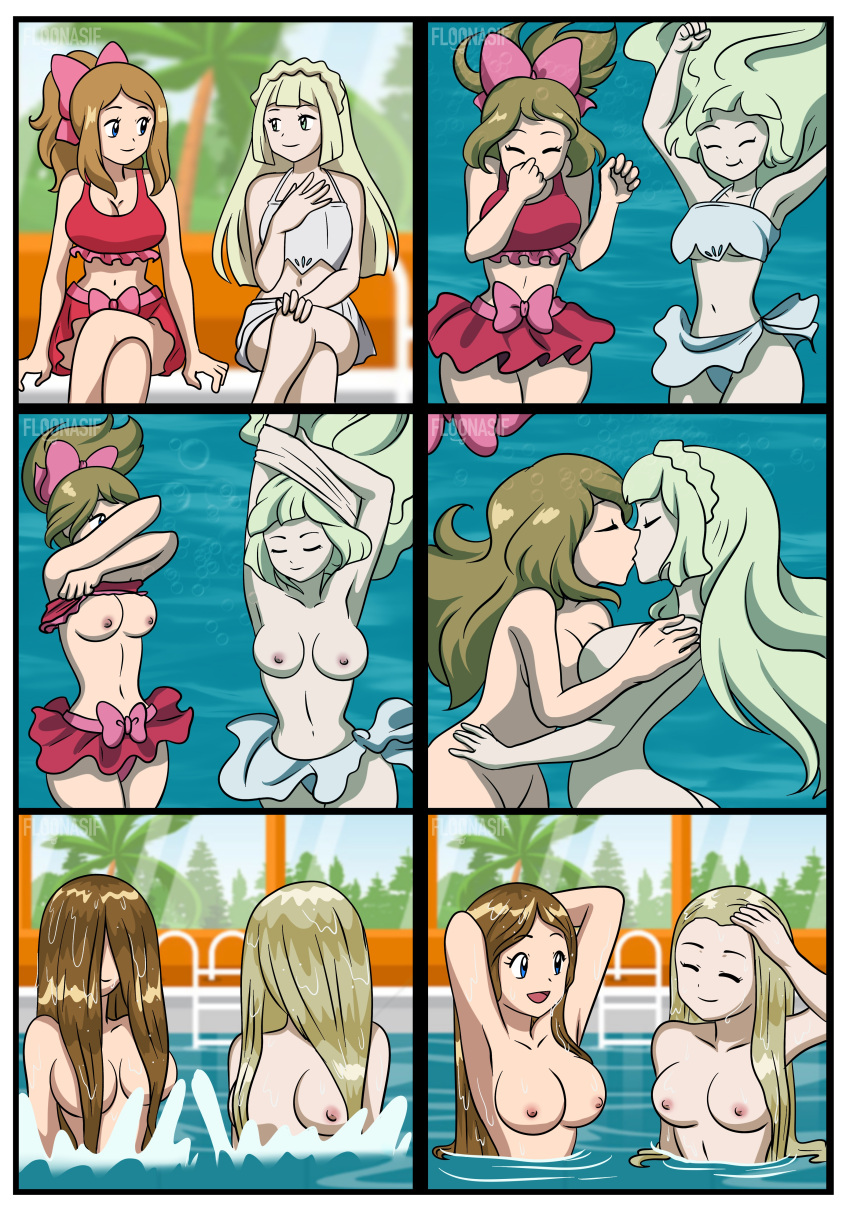 2girls absurd_res culo big_breasts bikini cabello_rubio pechos cabello_marrón comisión cómica mujer mujer/mujer solo mujer floonasif bikini_gris traje de baño gris besando lillie_(pokemon) pechos_medio ombligo nintendo pezones desnudo parcialmente_sumergido pokemon piscina bikini_rojo traje de baño_rojo serena_(pokemon) skinny_dipping sumergido traje de baño tagme bajo el agua desnudándose agua mojado cabello_mojado yuri