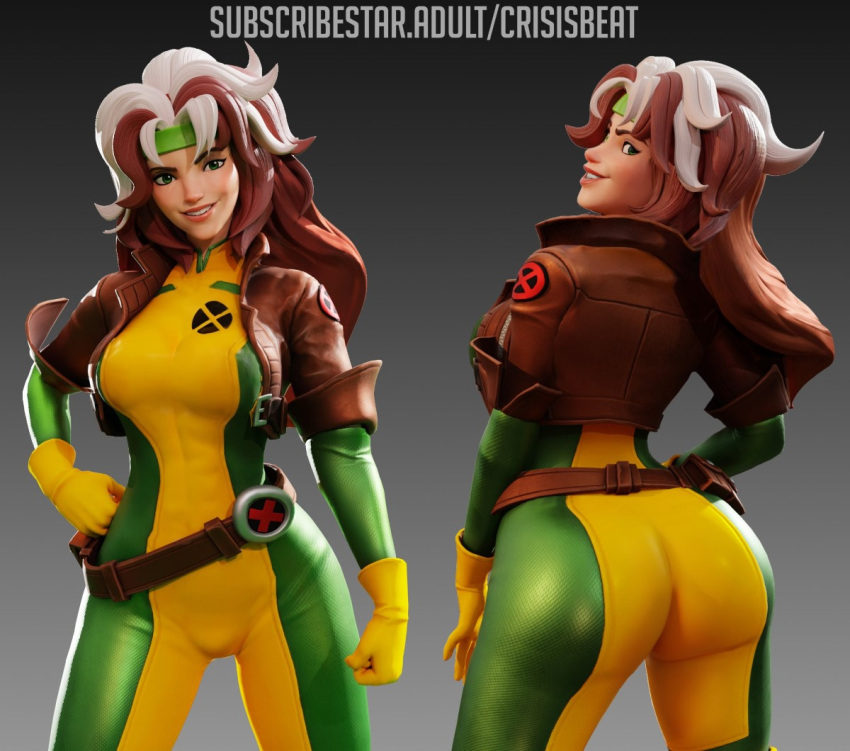 3d 3d_(obra de arte) culo_grande pechos_grandes mono cabello_marrón crisisbeat chaqueta marvel marvel_comics pícaro sonrisa pelo_blanco x-men x-men:_the_animated_series x-men_97