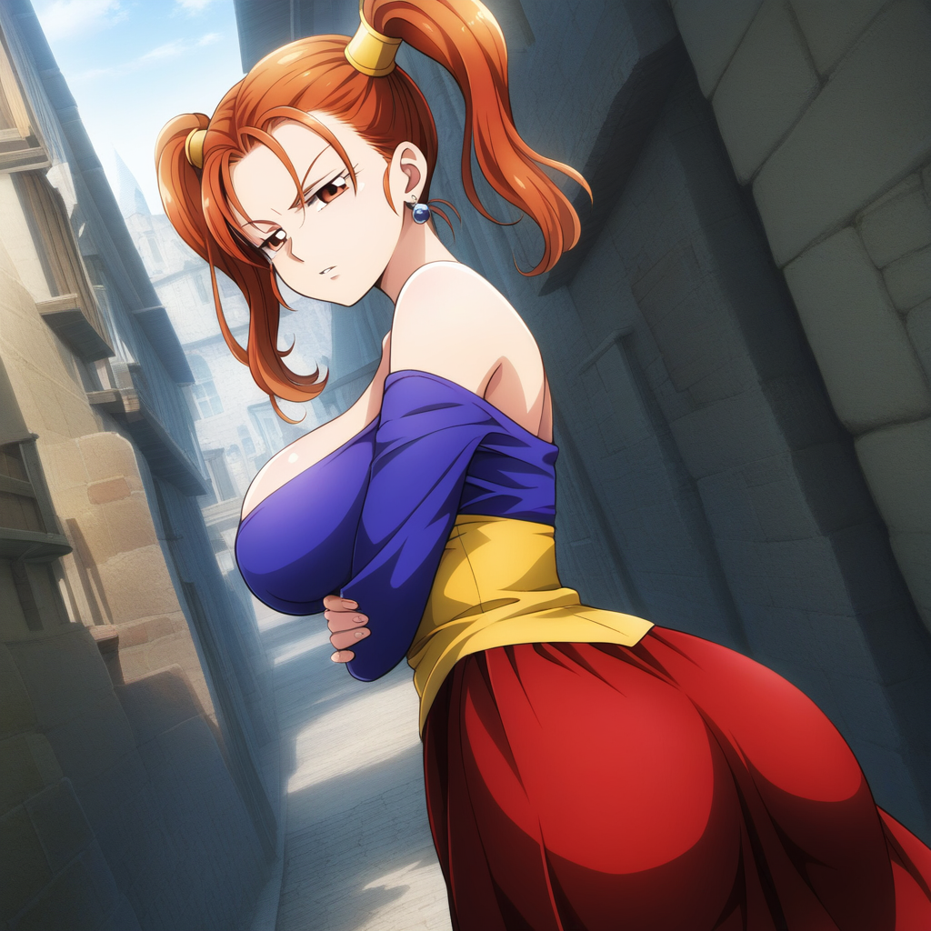 1girl ai_generated pechos grandes pechos ojos_marrones escote mujer_vestida café_ai dragon_quest dragon_quest_viii enfoque_femenino alta resolución jessica_albert pelo_largo patreon patreon_reward cabello_rojo solo_femenino difusión_estable tagme adolescente colas gemelas personaje_de_video_juego_franquicia_de_video