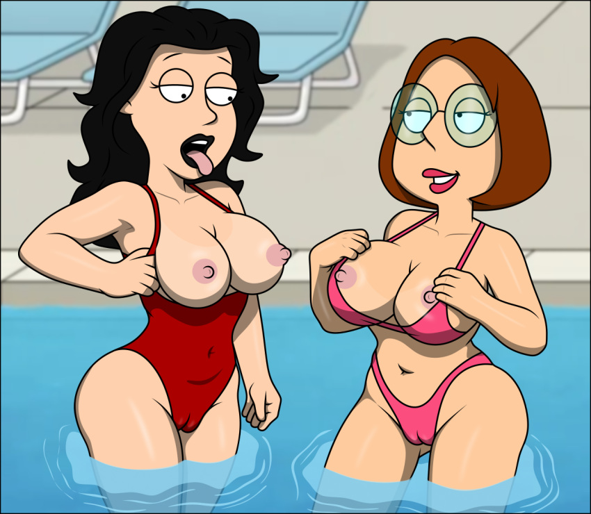 2_girls ahegao big_breasts bikini pecho pechos brown_hair cameltoe family_chico Gender_bender intercambio de género gafas goth goth_girl meg_griffin nerd nerdy_female traje de baño de una sola pieza bikini_rosa piscina traje de baño rojo sexfightfun_(personaje) sonrisa cara sonriente traje de baño línea_de_bronceado tsf agua yuri