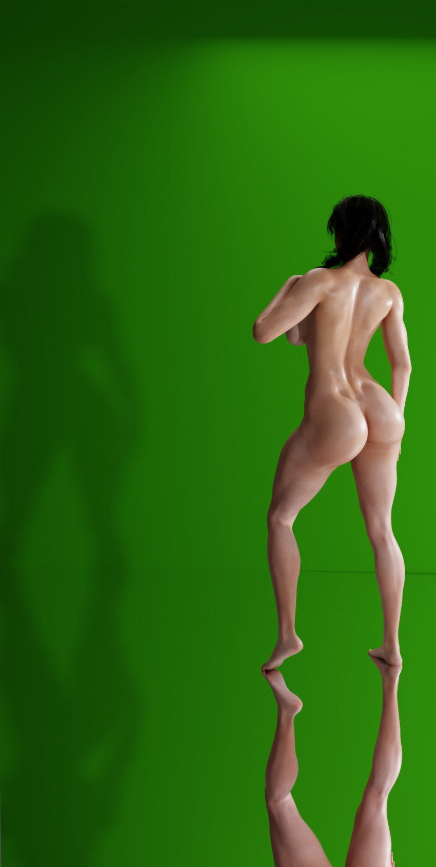 1girl 3d seductor culo mujer atlética espalda descalza pechos grandes trenza ojos_marrones cabello_marrón pies forsavide julia_chang keyd10iori culo grande músculo mujer_muscular namco pezones reflexión suelas sudor tekken tekken_7 dedos de los pies colas gemelas