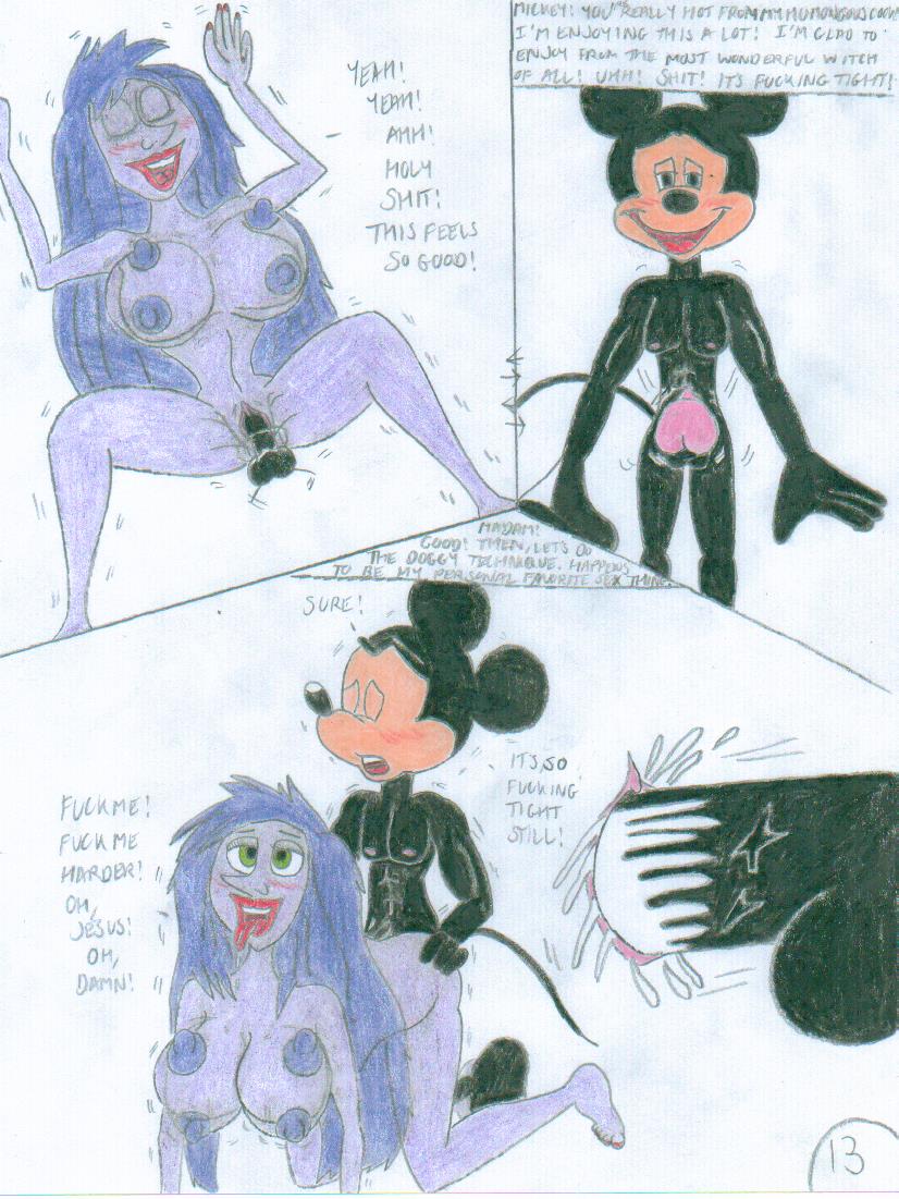 pechos cómic crossover corrida corrida en el coño disney disney channel ojos verdes lápiz labial madam_mim mickey mouse ratón mujer desnuda pezones desnudo pene cabello morado shrekrulez la espada en la piedra vaginal penetración vaginal bruja