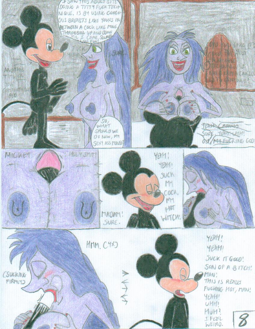 pechos cómic crossover semen disney disney_channel ojos verdes lápiz labial madam_mim mickey_mouse ratón mujer desnuda pezones desnudo pene cabello morado shrekrulez la_espada_en_la_piedra bruja