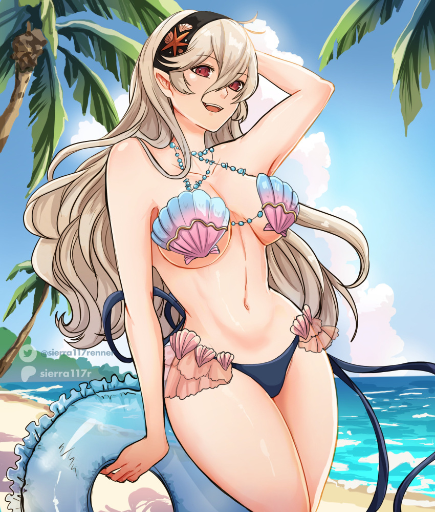 1 chica 1 chica 1 chica seductor disfraz alternativo playa pechos grandes top de bikini corrin (emblema de fuego) corrin (emblema de fuego) (mujer) corrin (verano) (emblema de fuego) (mujer) solo mujeres emblema de fuego cifrado emblema de fuego destino emblema de fuego flotante cabello gris diadema mirando al espectador nintendo disfraz alternativo oficial un brazo arriba exterior orejas puntiagudas ojos rojos bikini de concha sierra117renner mujer soltera traje de baño