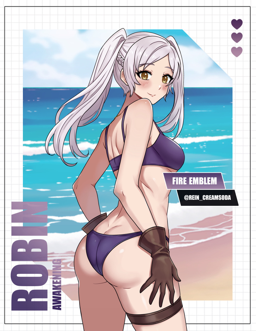 1 chica culo seductor bikini solo mujeres emblema de fuego emblema de fuego despertar héroes emblema de fuego nintendo ojos oliva pin_up rein_creamsoda robin_(emblema de fuego) robin_(emblema de fuego)_(mujer) robin_(verano)_(emblema de fuego)_(mujer) pecho lateral cabello plateado