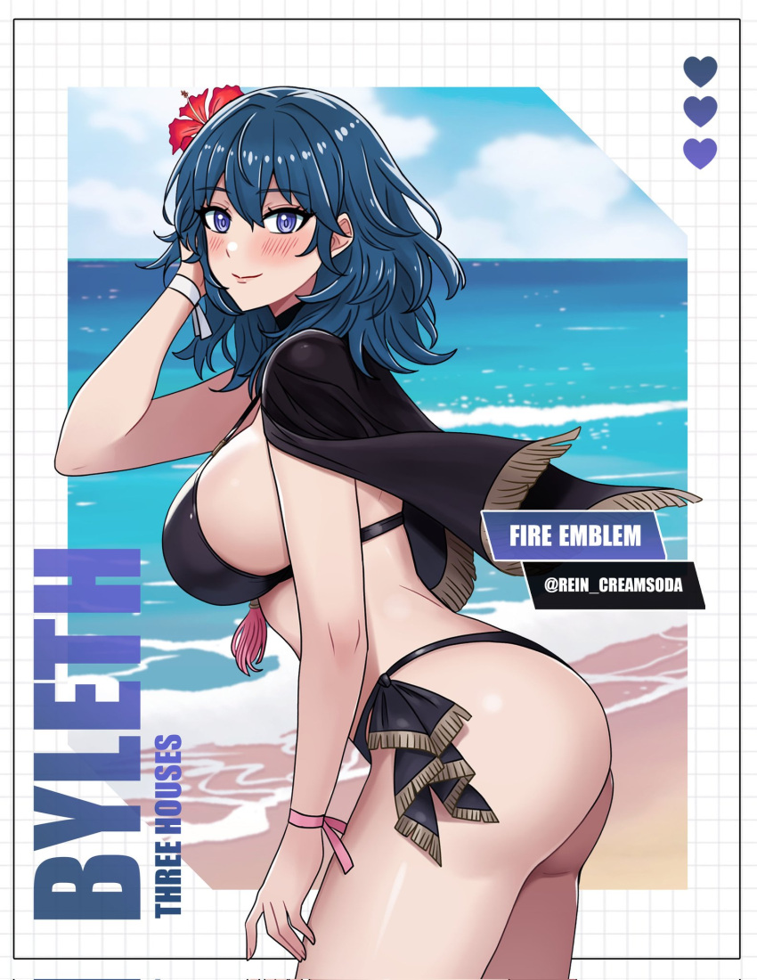 1 chica culo seductor pechos grandes bikini ojos azules byleth_(fire_emblem) byleth_(fire_emblem)_(mujer) byleth_(verano)_(fire_emblem)_(mujer) solo mujeres fire_emblem fire_emblem:_three_houses fire_emblem_heroes nintendo pin_up rein_creamsoda pechos laterales cabello verde azulado