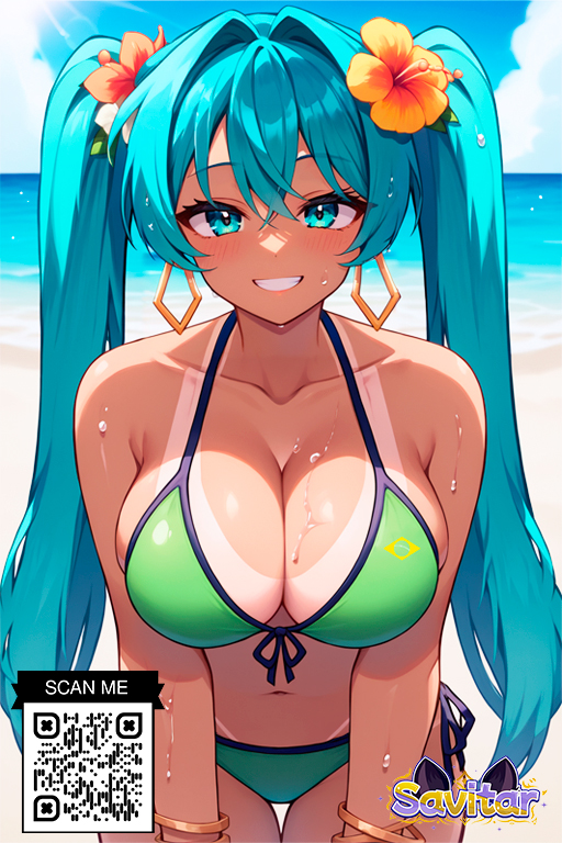 1 chica 1 chica 1 chica ai_generated ojos_agua cabello_agua flequillo hombros_descubiertos playa pechos_grandes bikini ojos_azules cabello_azul cielo_azul rubor pulsera pechos clavícula escote ropa nube flequillo_cruzado día aretes flor bikini_verde traje_de_baño_verde sonrisa cabello_entre_los_ojos flor_del_cabello adorno_para_el_cabello hibisco joyería inclinado_hacia_adelante cabello_largo mirando_al_espectador miku_hatsune ombligo océano exterior savitar parte_inferior_del_bikini_atado_de_lado cielo sonrisa traje_de_baño línea_de_bronceado hueco_del_muslo cabello_atado colas_dobles cabello_muy_largo vocaloid agua mojado