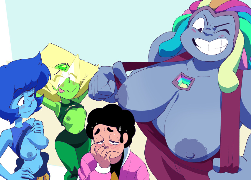 1 chico 1 chica 3 chicas pechos grandes bismuto (steven universo) piel azul rubor pechos pechos afuera cartoon network ropa intermitente pechos intermitentes fusión gema (especie) piel verde pechos enormes inker comics inkershike lapislázuli (steven universo) hombre pechos medianos cabello multicolor pezones un ojo cerrado peridoto (steven universo) pechos pequeños pechos pequeños sonrisa steven universo de cuarzo steven universo lengua lengua afuera visor guiño