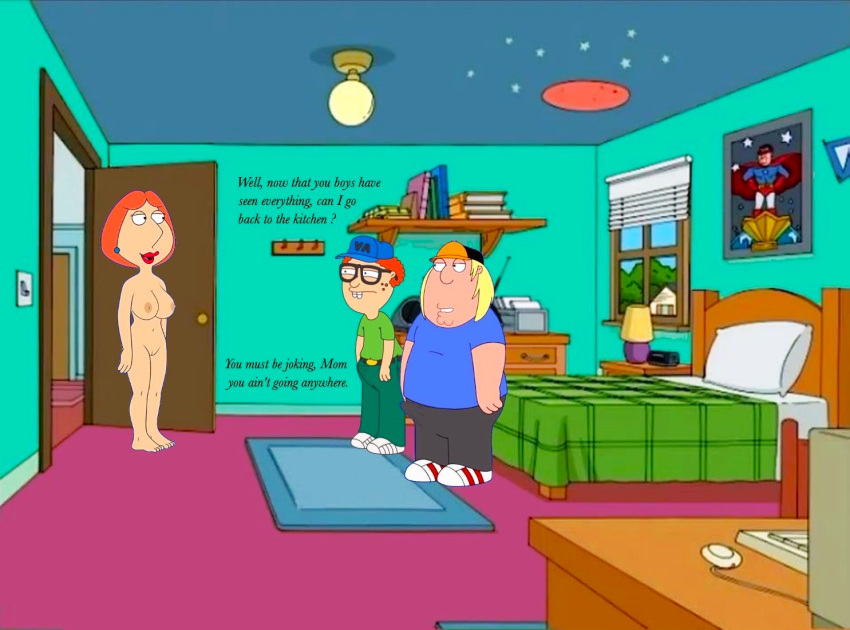 pechos_grandes chris_griffin editar pezones_erectos chico_de_familia lois_griffin desnudo coño_afeitado muslos