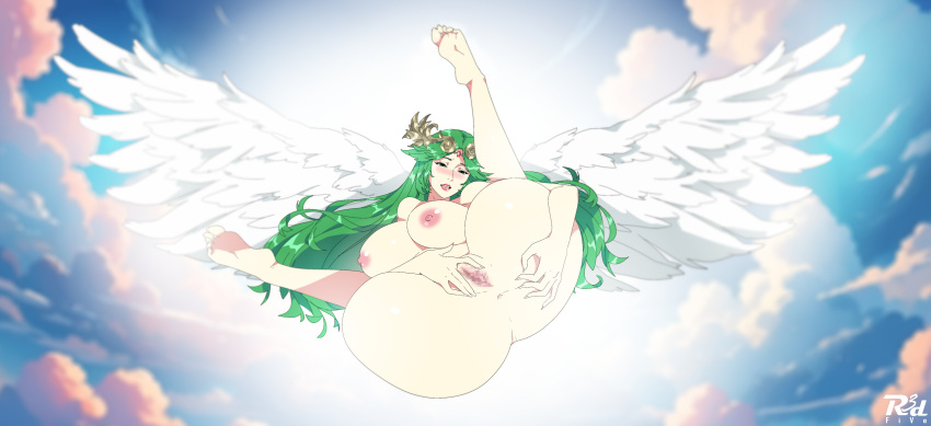 1girl 1girls pechos breast_out kid_icarus nintendo pezones desnudo nude_female palutena r3dfive tagme