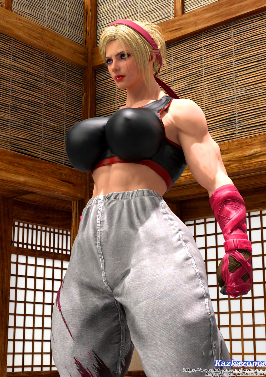 1chica 1chica 1chica 3d seductor versión_alternativa_disponible mujer_atlética pechos_grandes ojos_azules abdominales femeninos solo mujer_en forma completamente_vestida gi karate_gi kazkazuma lidia_sobieska namco sujetador_deportivo de pie tekken tekken_7 tekken_8 muslos_gruesos