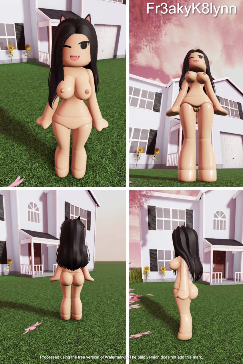 1girl culo ojos_negros pelo_negro pechos orejas de gato chibi_doll_(avatar) collage diferente ángulo_diferente figura_reloj de arena casa kaitlynn_(fr3akyk8lynn) coño labios_coño roblox roblox_avatar roblox_studio robloxian de pie tagme guiñando un ojo al visor