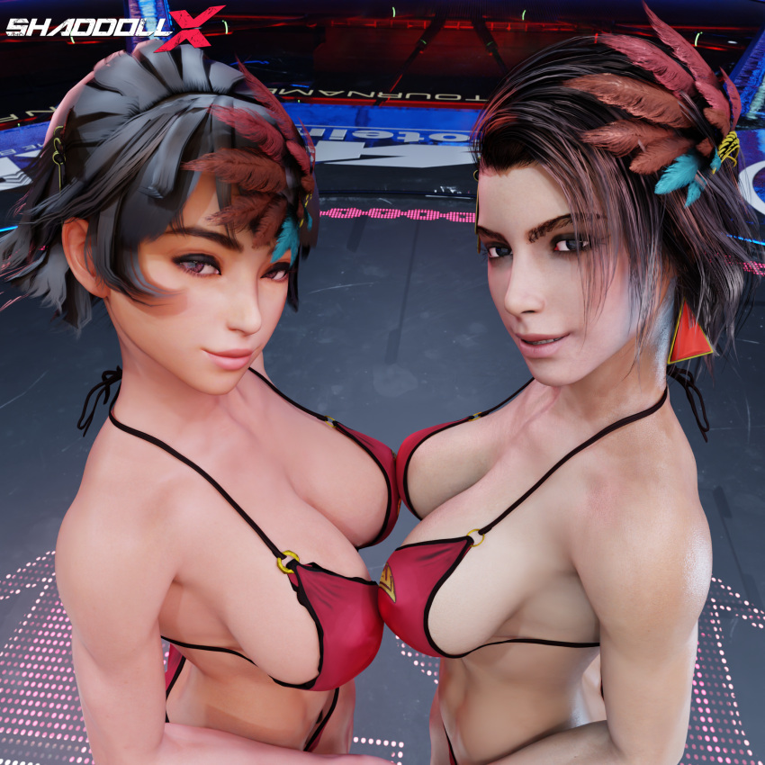 2_chicas 3d seductor arena azucena_milagros_ortiz_castillo pechos grandes bikini ojos_marrones cabello_marrón piel_marrón escote filipino_female josie_rizal peruvian_female shaddoll_x tekken tekken_7 tekken_8