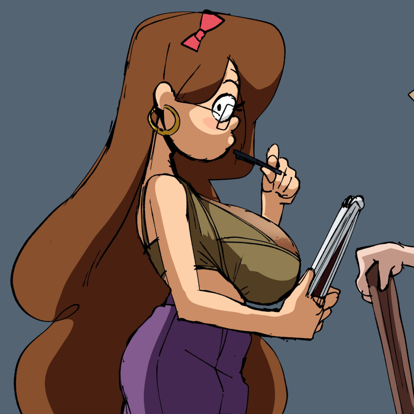 1girl 2d 2d_(artwork) 2d_artwork areola culo bolsa sujetador pechos brown_hair disney disney_xd drpizzaboi1 gafas gravedad_falls cabello inker_comics inkershike pelo_largo mabel_pines pezones