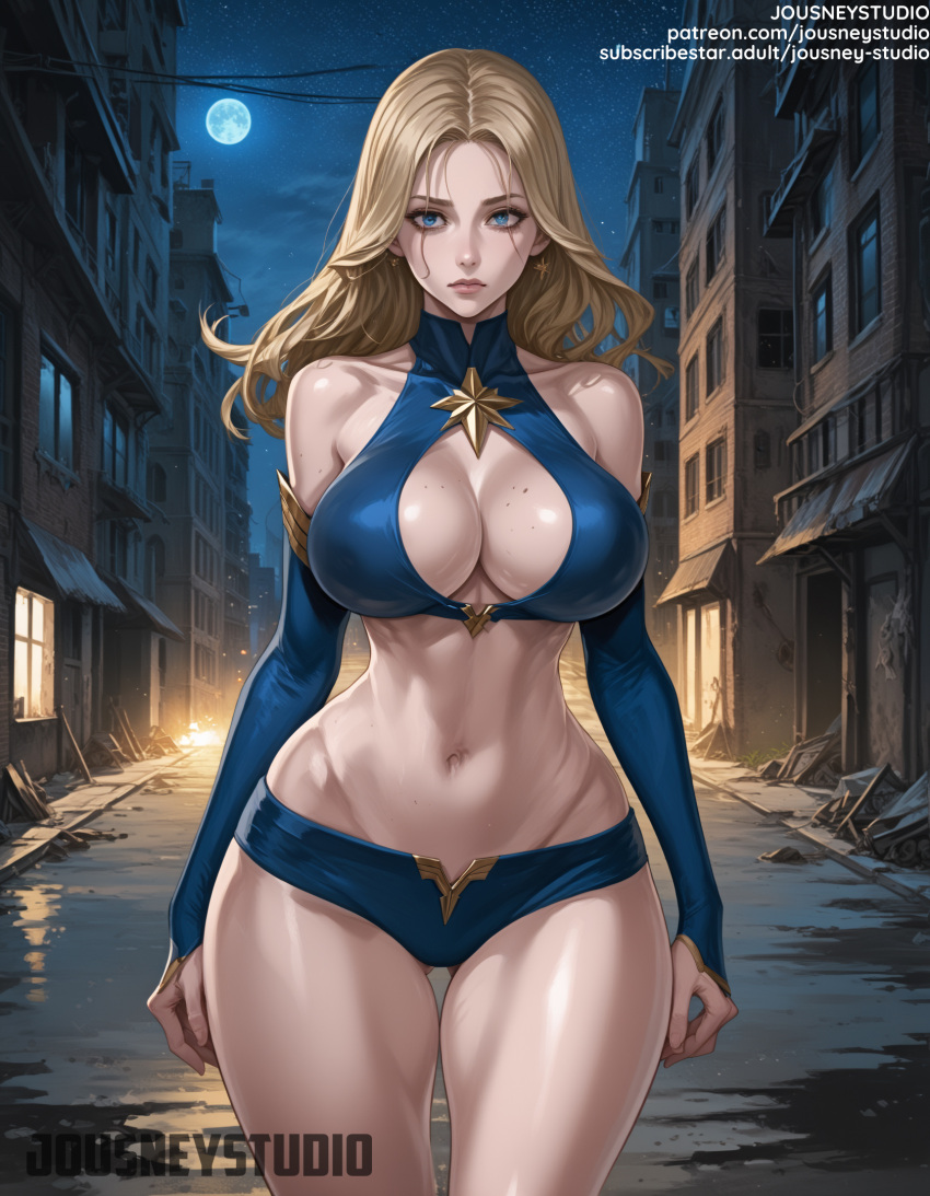 1girl 1girl 1girl ai-creado ai_generado nombre_artista flequillo hombros_desnudos pechos_grandes cabello_rubio ojos_azules senos edificio capitán_marvel carol_danvers ciudad paisaje urbano escote escote_corte boca_cerrada ropa recorte_ropa tiro_vaquero mangas_separadas aretes solo mujer frente luna llena cuello halter joyas jousneystudio linea_alba labios cabello_largo mirando_al_espectador marvel_cine matic_universe marvel_comics abdomen topo mole_on_breast luna ombligo noche cielo_noche afuera parted_bangs patreon_username short_shorts pantalones cortos cielo difusión_estable estrella_de pie_(cielo) estrella_(símbolo) cielo_estrellado estómago muslos_gruesos espacio_muslos muslos tonificados marca de agua dirección_web